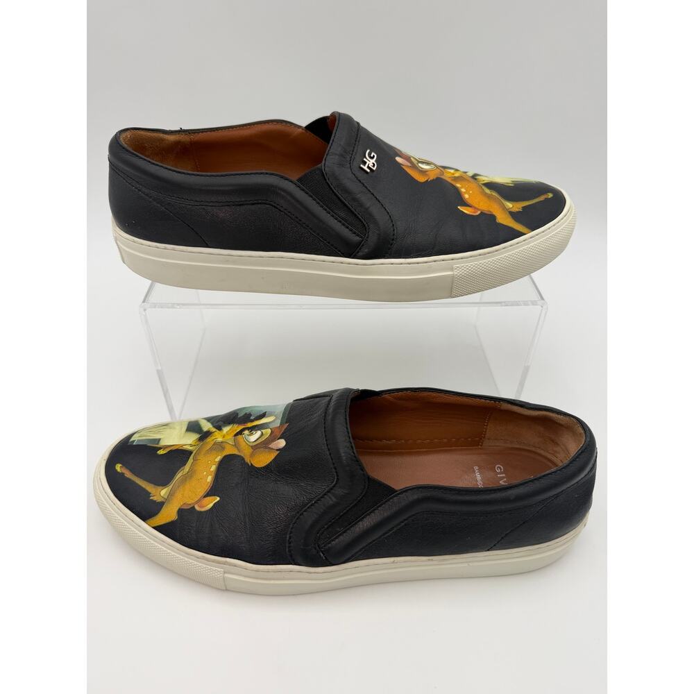 Authentic Givenchy Bambi Disney Slip On Sneakers Black Leather Size 39 / 9 - Picture 5 of 14